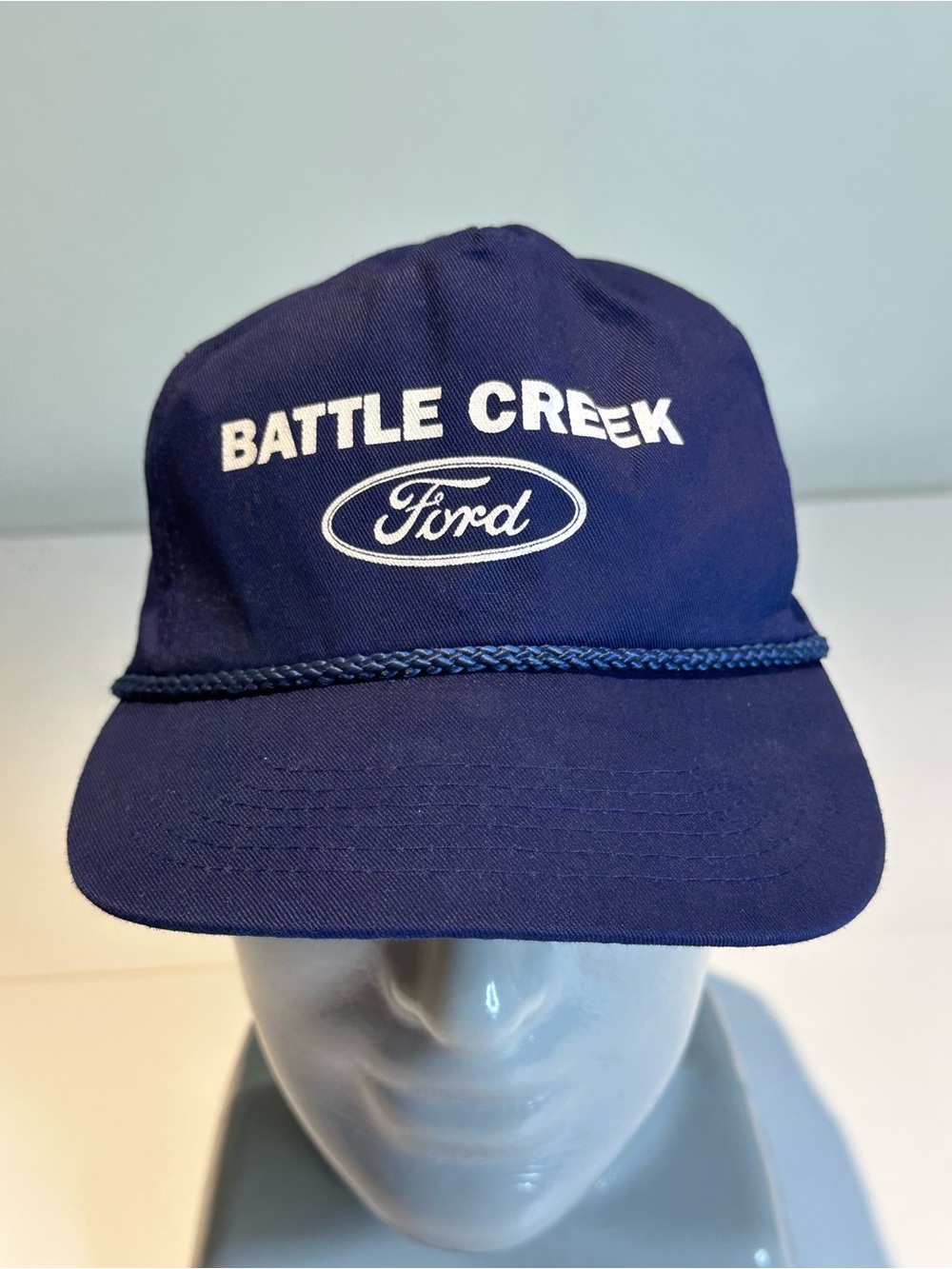 Ford Navy Baseball Cap with White Logo and Braided Rope